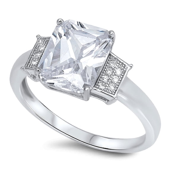 CHOOSE YOUR COLOR Women's Wedding Clear CZ Promise Ring .925 Sterling Silver Band White Female Size 7