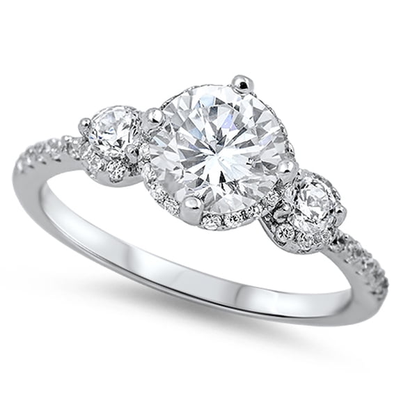 CHOOSE YOUR COLOR Women's White CZ Halo Wedding Ring .925 Sterling Silver Love Band Female Size 5