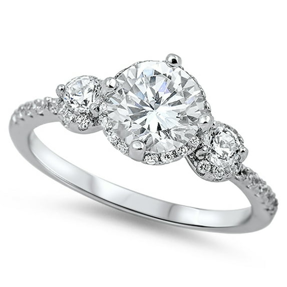 CHOOSE YOUR COLOR Women's White CZ Halo Wedding Ring .925 Sterling Silver Love Band Female Size 7