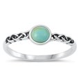 thumbnail image 1 of CHOOSE YOUR COLOR Woven Rope Simulated Turquoise Ring .925 Sterling Silver Band Blue CZ Female Size 6, 1 of 4