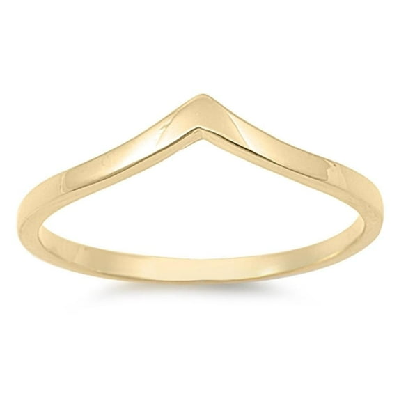 CHOOSE YOUR COLOR Yellow Gold-Tone Chevron Ring .925 Sterling Silver Band Jewelry Female Male Size 9
