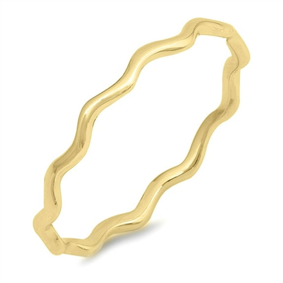 CHOOSE YOUR COLOR Yellow Gold-Tone Wave Eternity Midi Ring .925 Sterling Silver Band Jewelry Female Size 9