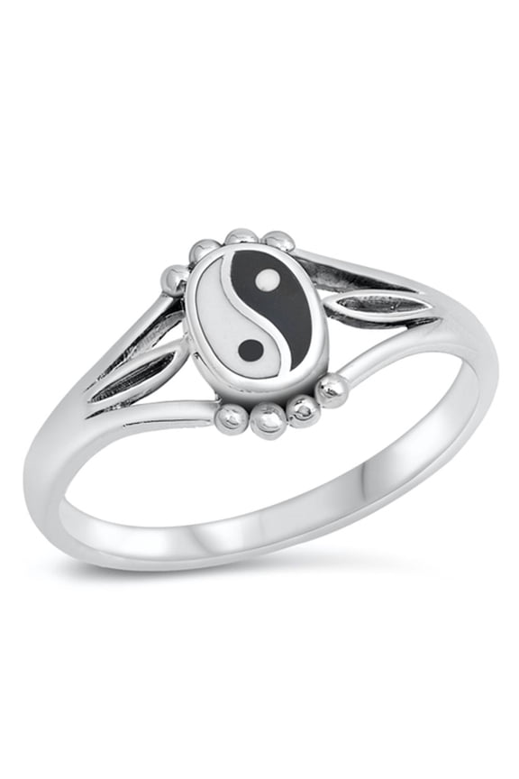 CHOOSE YOUR COLOR Yin Yang Cutout Ring .925 Sterling Silver Thumb Band Jewelry Female Male Size 10