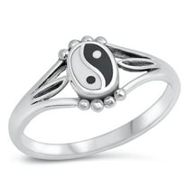 CHOOSE YOUR COLOR Yin Yang Cutout Ring .925 Sterling Silver Thumb Band Jewelry Female Male Size 7