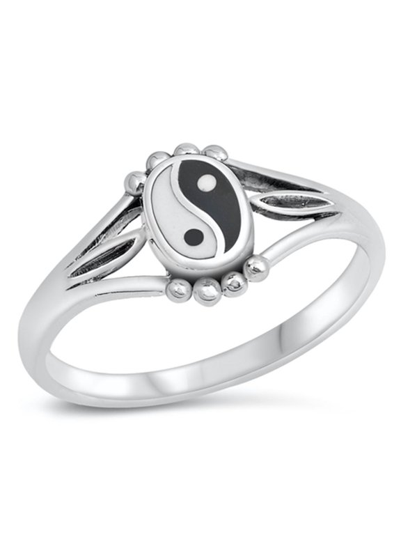 CHOOSE YOUR COLOR Yin Yang Cutout Ring .925 Sterling Silver Thumb Band Jewelry Female Male Size 9