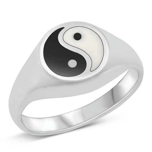 CHOOSE YOUR COLOR Yin Yang Wholesale Ring .925 Sterling Silver Band Jewelry Female Male Size 7
