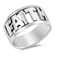 thumbnail image 1 of CHOOSE YOUR STYLE Antiqued Faith Script Word Wide Promise Ring 925 Sterling Silver Band Female Size 8, 1 of 4