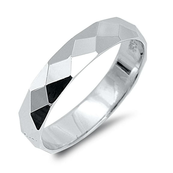 CHOOSE YOUR STYLE Diamond-Cut 4mm Ring .925 Sterling Silver Band Jewelry Female Male Unisex Size 5