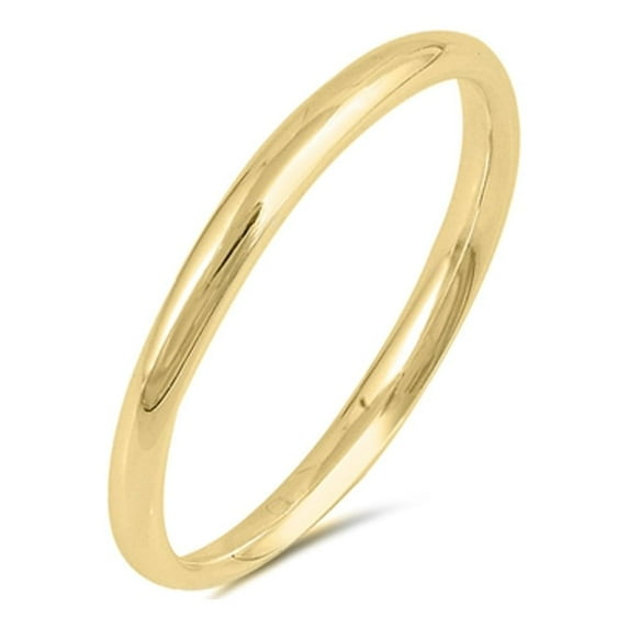 CHOOSE YOUR STYLE Gold-Tone 925 Sterling Silver Wedding 2mm Band Comfort Fit Ring Jewelry Female Size 12