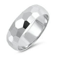 thumbnail image 1 of CHOOSE YOUR STYLE Hammered Diamond-Cut Wedding Ring .925 Sterling Silver 6mm Wide Band Female Size 5, 1 of 4