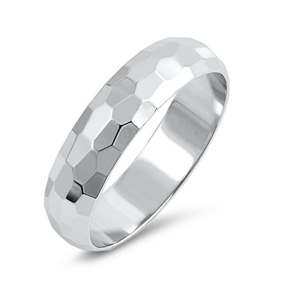 CHOOSE YOUR STYLE Hammered High Polish Wedding Ring .925 Sterling Silver Band Jewelry Female Size 10