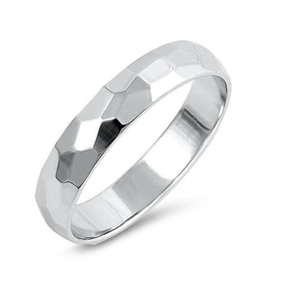 CHOOSE YOUR STYLE Hammered Wedding Ring .925 Sterling Silver Band Jewelry Female Male Unisex Size 10