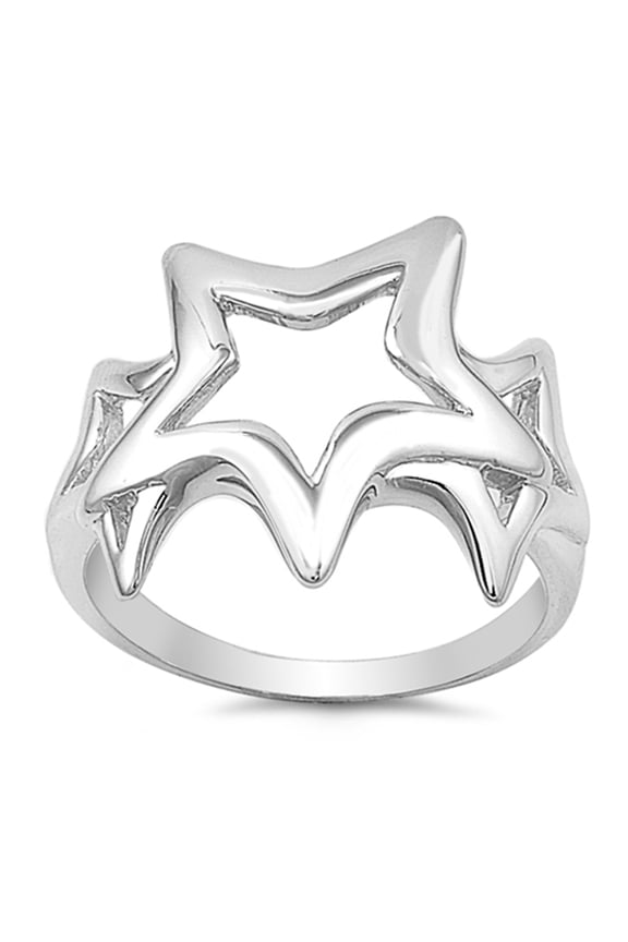CHOOSE YOUR STYLE High Polish Star Galaxy Wide Ring 925 Sterling Silver Band Jewelry Female Size 6