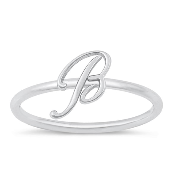 CHOOSE YOUR STYLE Letter "B" Script Ring .925 Sterling Silver Initial Band Jewelry Female Size 10