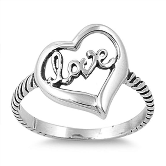 CHOOSE YOUR STYLE Love Heart Word Promise Ring .925 Sterling Silver Bali Rope Band Jewelry Female Size 8
