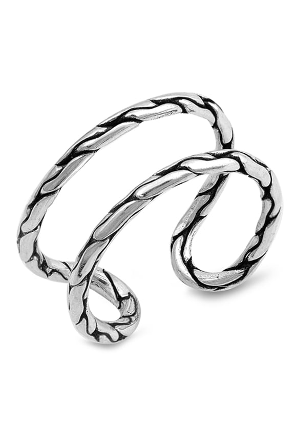 CHOOSE YOUR STYLE Open Abstract Cracked Pebble Loop Ring .925 Sterling Silver Band Jewelry Female Size 6