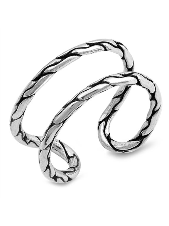 CHOOSE YOUR STYLE Open Abstract Cracked Pebble Loop Ring .925 Sterling Silver Band Jewelry Female Size 6