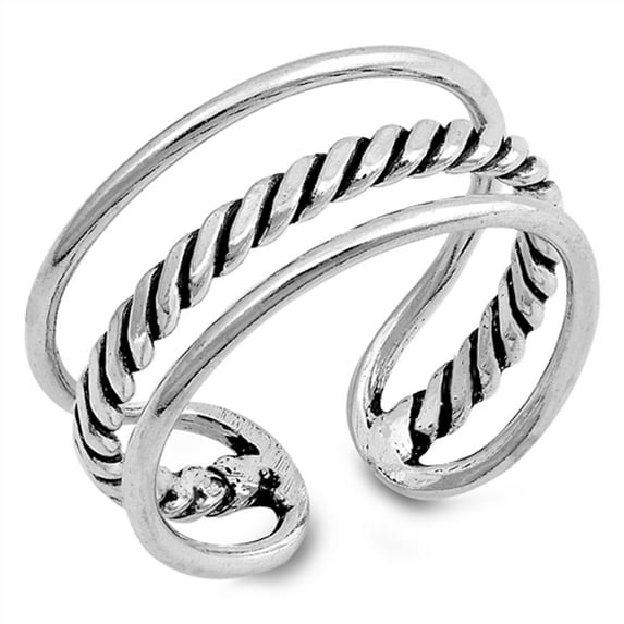 CHOOSE YOUR STYLE Open Bali Rope Knot Twist Triple Stacked Band Sterling Silver Ring 925 Female Size 11