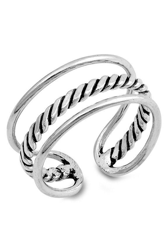 CHOOSE YOUR STYLE Open Bali Rope Knot Twist Triple Stacked Band Sterling Silver Ring 925 Female Size 8