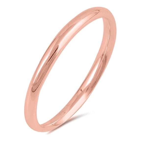 CHOOSE YOUR STYLE Rose Gold-Tone 925 Sterling Silver Wedding 2mm Band Comfort Fit Ring Female Size 2