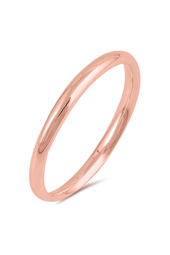 CHOOSE YOUR STYLE Rose Gold-Tone 925 Sterling Silver Wedding 2mm Band Comfort Fit Ring Female Size 5