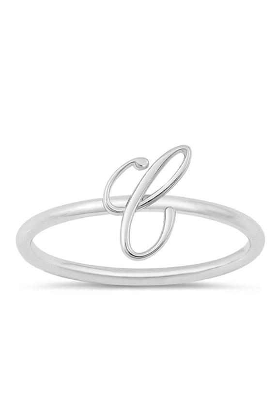 CHOOSE YOUR STYLE Script "C" Ring 925 Sterling Silver Initial Letter Band Jewelry Female Male Size 7