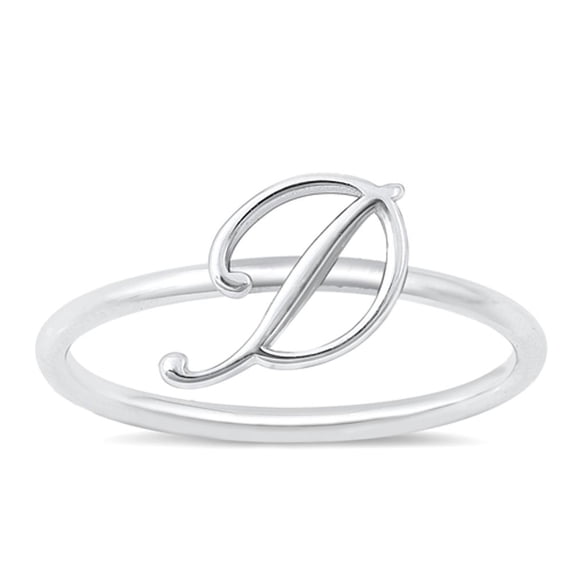 CHOOSE YOUR STYLE Script "D" Ring .925 Sterling Silver Initial Letter Band Jewelry Female Size 4