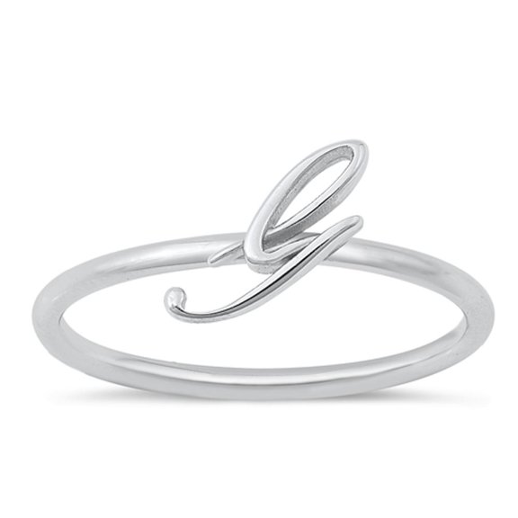 CHOOSE YOUR STYLE Script "G" Ring .925 Sterling Silver Initial Letter Band Jewelry Female Size 4
