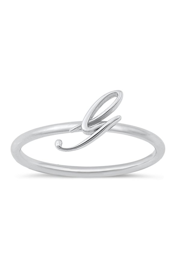 CHOOSE YOUR STYLE Script "G" Ring .925 Sterling Silver Initial Letter Band Jewelry Female Size 8