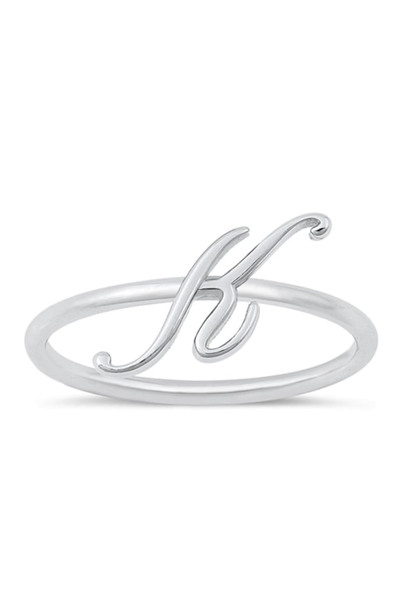 CHOOSE YOUR STYLE Script "K" Ring .925 Sterling Silver Initial Letter Band Jewelry Female Size 4