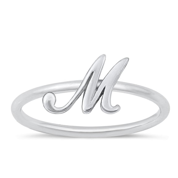 CHOOSE YOUR STYLE Script "M" Ring 925 Sterling Silver Initial Letter Band Jewelry Female Male Size 6
