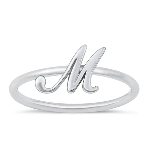 CHOOSE YOUR STYLE Script "M" Ring 925 Sterling Silver Initial Letter Band Jewelry Female Male Size 9
