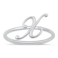 thumbnail image 1 of CHOOSE YOUR STYLE Script "X" Ring .925 Sterling Silver Initial Letter Band Jewelry Female Size 4, 1 of 4