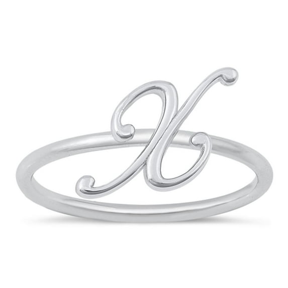 CHOOSE YOUR STYLE Script "X" Ring .925 Sterling Silver Initial Letter Band Jewelry Female Size 4