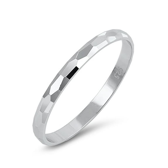CHOOSE YOUR STYLE Stackable Hammered Design 2mm Eternity Ring .925 Sterling Silver Band Female Size 12