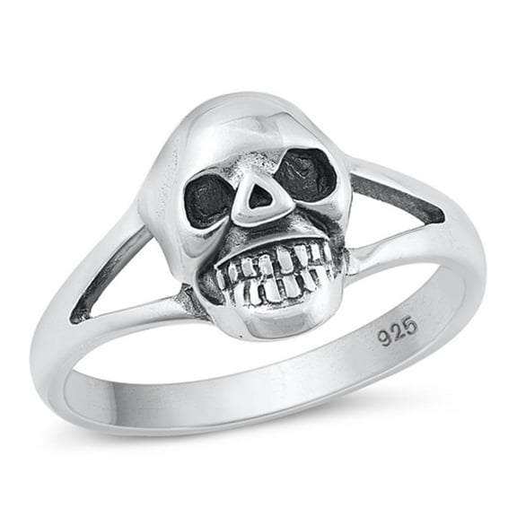 CHOOSE YOUR STYLE Sterling Silver Women's Mens Biker Ring Skull Skeleton Ring Band 13mm 925 Female Size 11