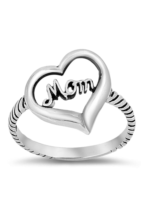 CHOOSE YOUR STYLE Sterling Silver Women's Mom Love Heart Ring 925 Band 14mm Jewelry Female Size 10