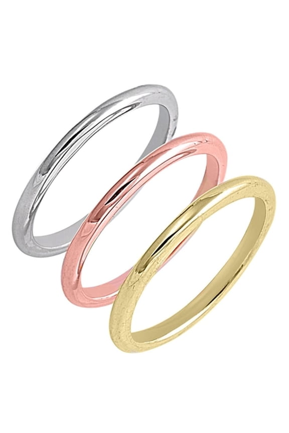CHOOSE YOUR STYLE Sterling Silver Women's Rolling Rose Yellow Gold-Tone Ring Band 2mm 925 Female Size 5