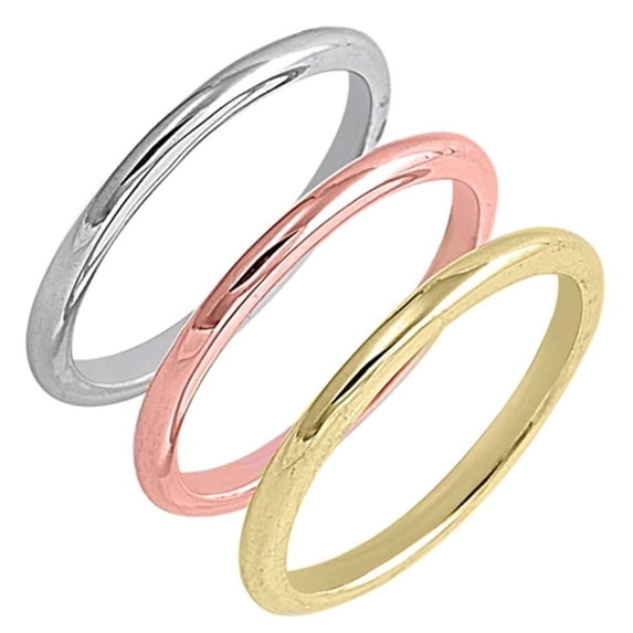 CHOOSE YOUR STYLE Sterling Silver Women's Rolling Rose Yellow Gold-Tone Ring Band 2mm 925 Female Size 8