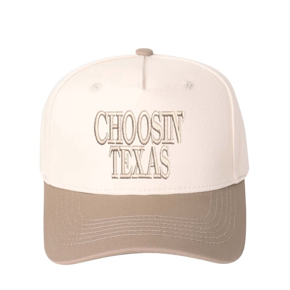 CHOOSIN' TEXAS Letter Embroidered Color Block Trucker Hat Unisex Adjustable Cotton Breathable Fashion Cap for Travel Daily Wear,1 pcs,Khaki