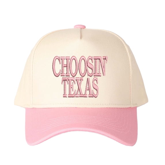 CHOOSIN' TEXAS Letter Embroidered Color Block Trucker Hat Unisex Adjustable Cotton Breathable Fashion Cap for Travel Daily Wear,1 pcs,Pink