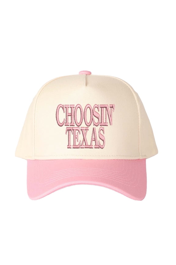 CHOOSIN' TEXAS Letter Embroidered Color Block Trucker Hat Unisex Adjustable Cotton Breathable Fashion Cap for Travel Daily Wear