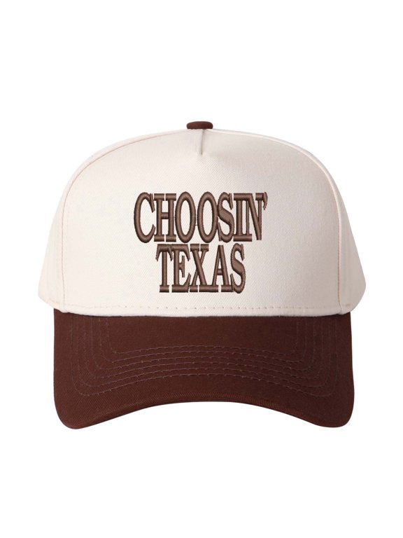 CHOOSIN' TEXAS Letter Embroidered Color Block Trucker Hat Unisex Adjustable Cotton Breathable Fashion Cap for Travel Daily Wear