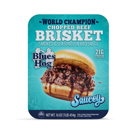 Blues Hog BBQ Chopped Brisket, Fully Cooked, Smoked and Seasoned, 16 oz.