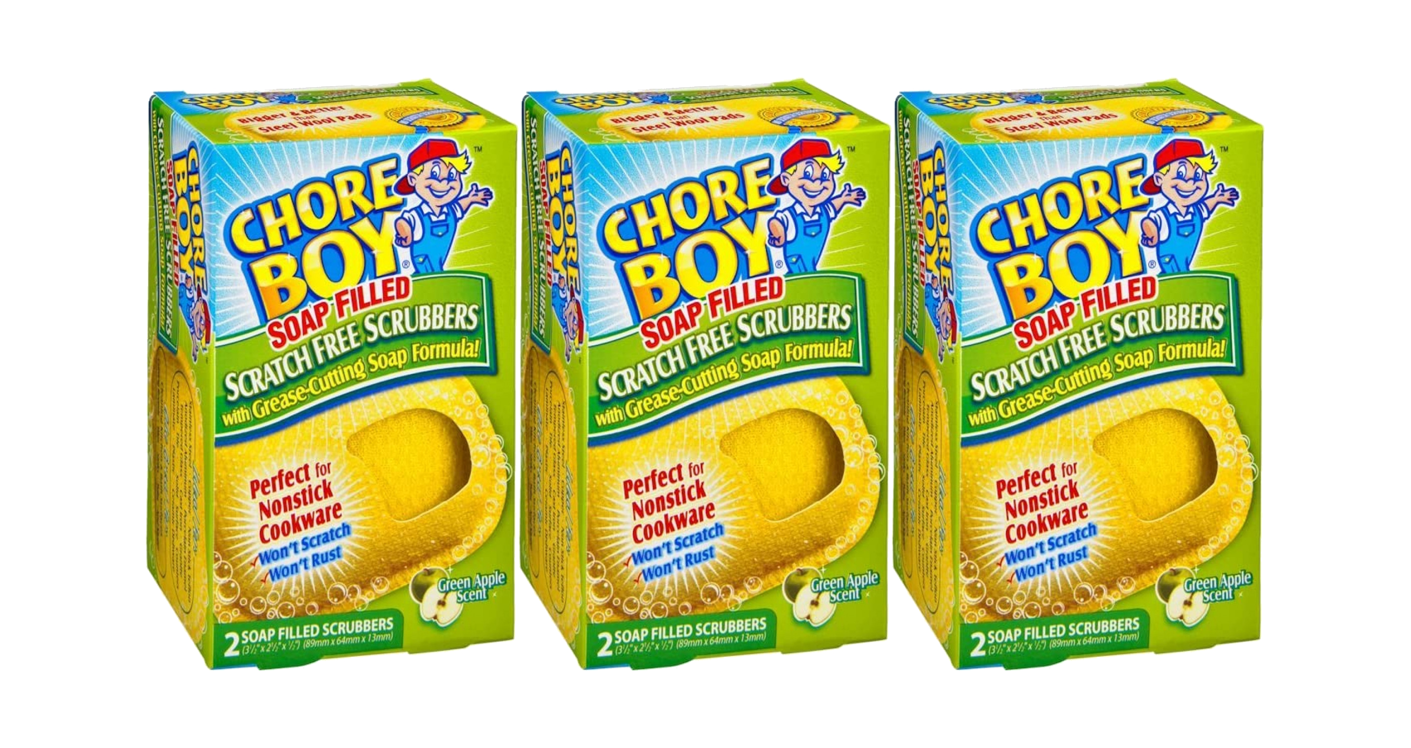 CHORE BOY Soap Filled Scrubbers (Green Apple Scent ) 6 Count