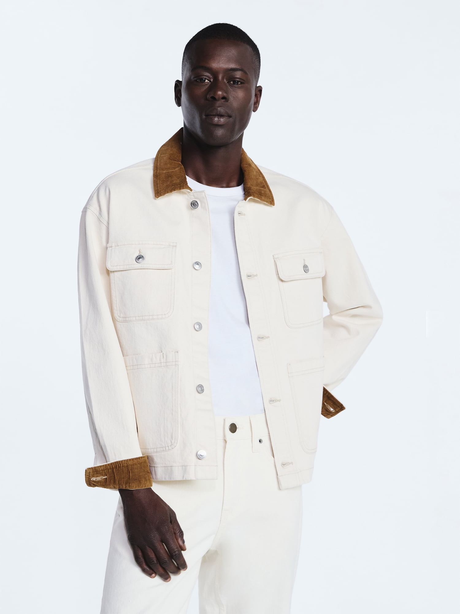 Free Assembly Men's Chore Jacket with Long Sleeves, Sizes S-3XL