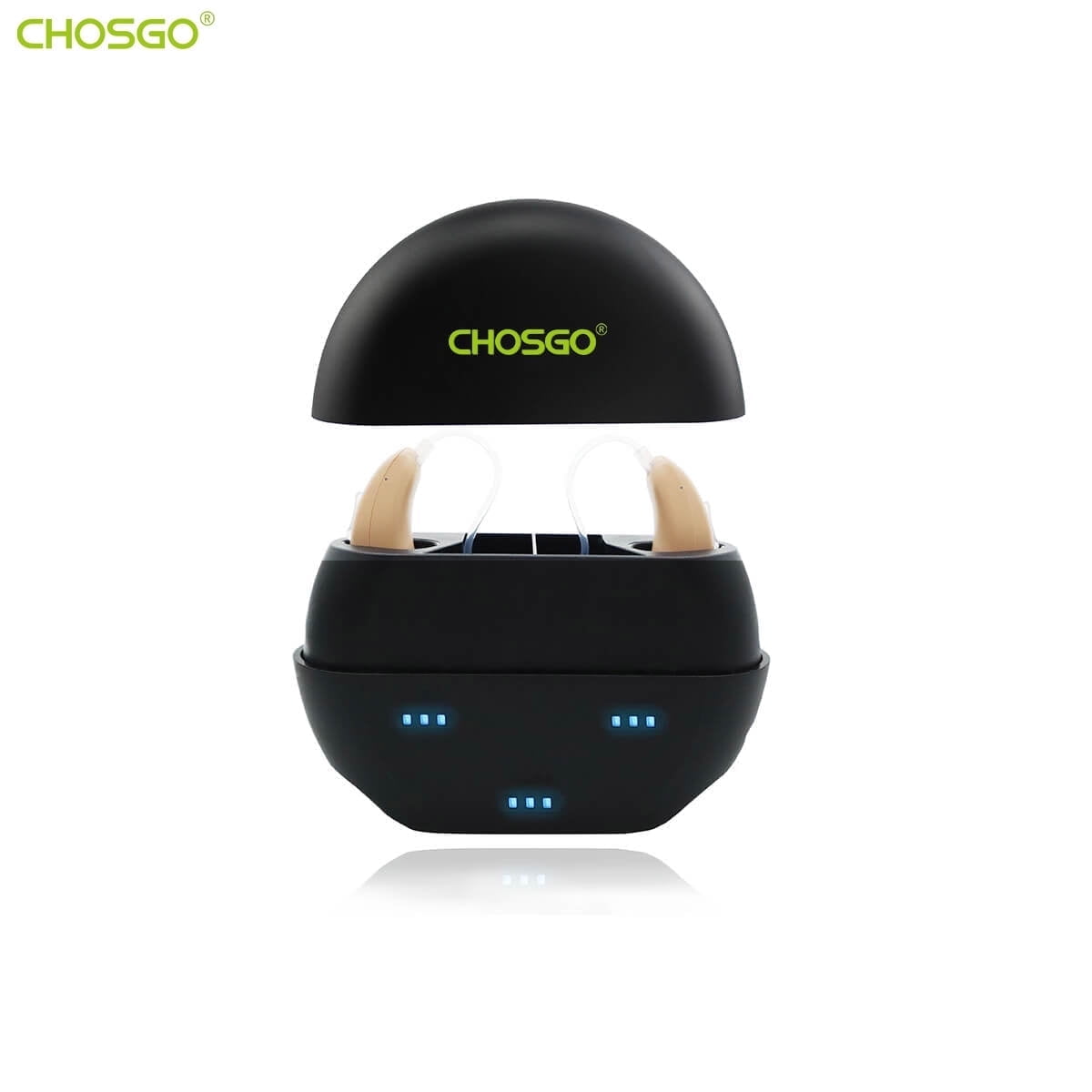 OTC Hearing Aids with Noise Cancel for Seniors, Behind-The-Ear Style, Charging Box, 2 Piece,CHOSGO V402R Beige