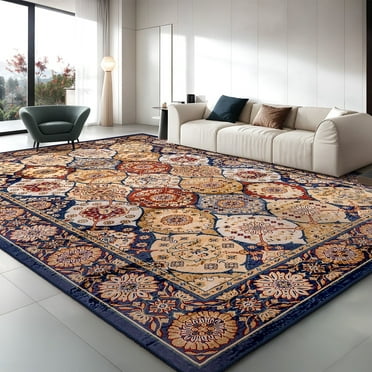 CHOSHOME Area Rug 5'x 7' Area Rugs for Living Room Living Room Vintage Carpet Machine Washable Bedroom Medallion Rug Door Mat Retro Accent Rug for Office Dining Room Bathroom Kitchen