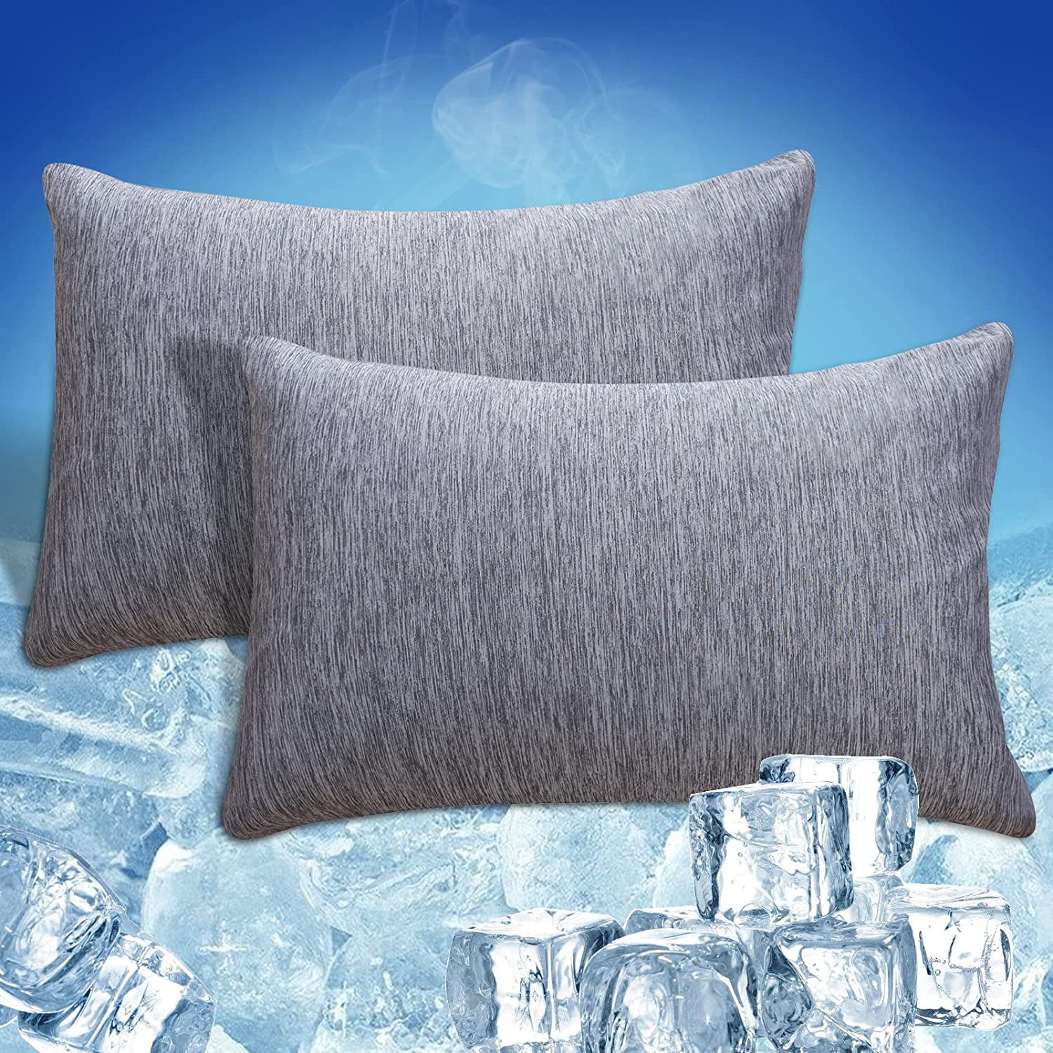 CHOSHOME Cooling Pillowcases 2 Pack Queen Double Side Design Pillow Cases for Night Sweats Hot Sleepers 20 x 30