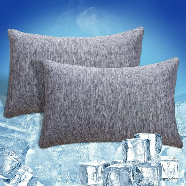 CHOSHOME Cooling Pillowcases 2 Pack King Double side Design Pillow Cases for Night Sweats Hot Sleepers 20 inchx 36 inch Grey Gray